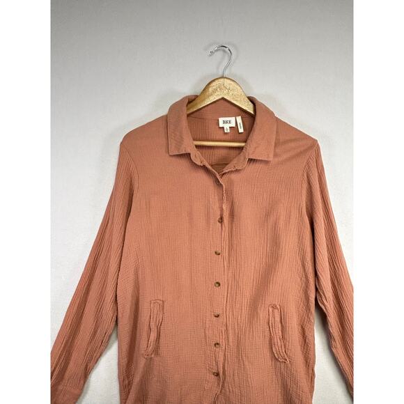 BKE Eased Dusty Rose Textured Tunic Shirt Size Large - Picture 3 of 9